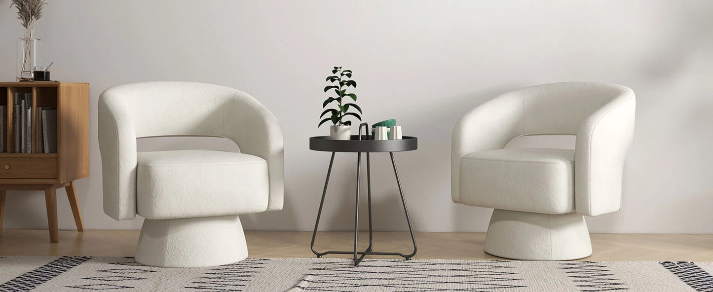 Home Swivel Barrel Chair, Velvet Accent Armchair 360 Degree Swivel Chair