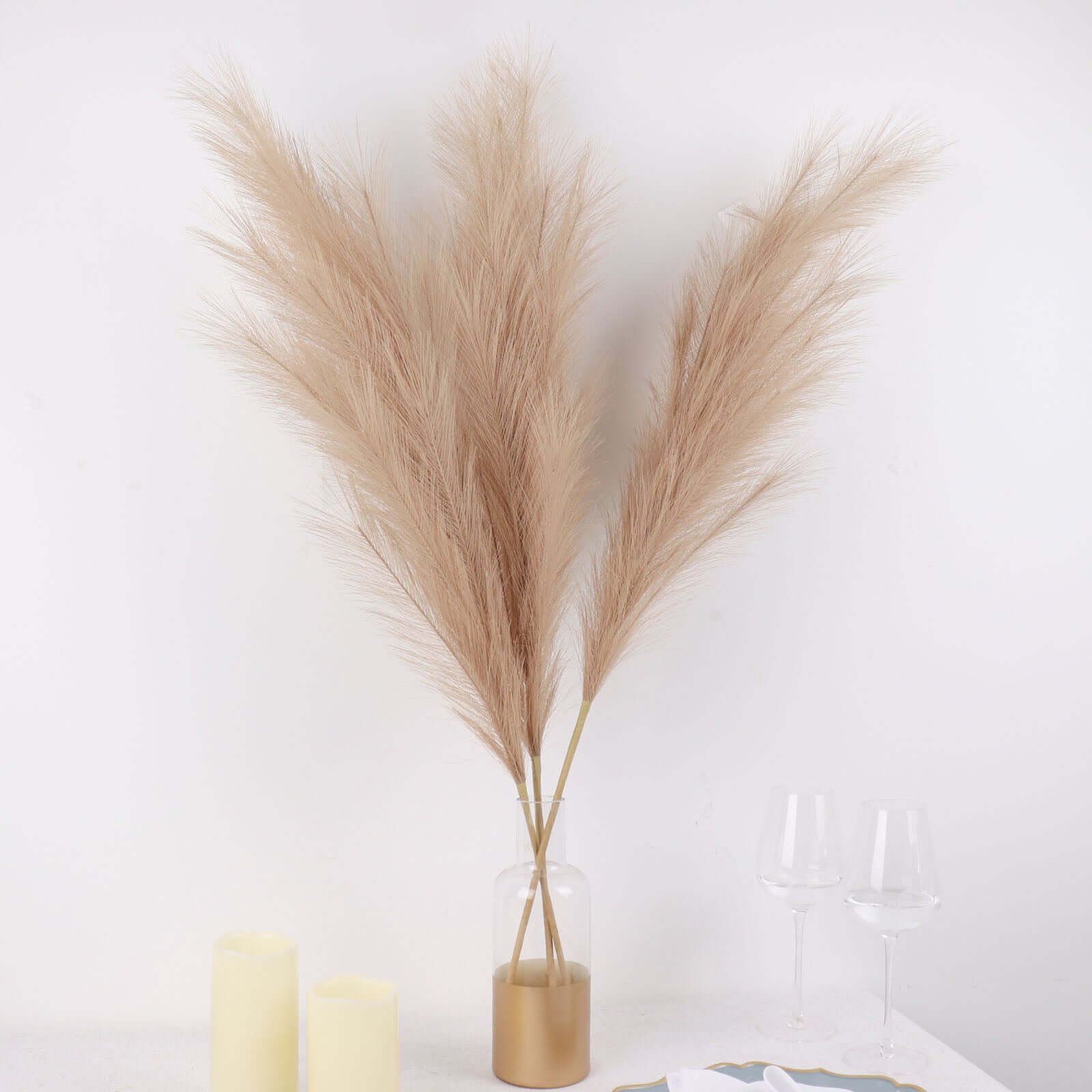 Dried Pampas Grass Bundle - fluffy taupe stems boho decor