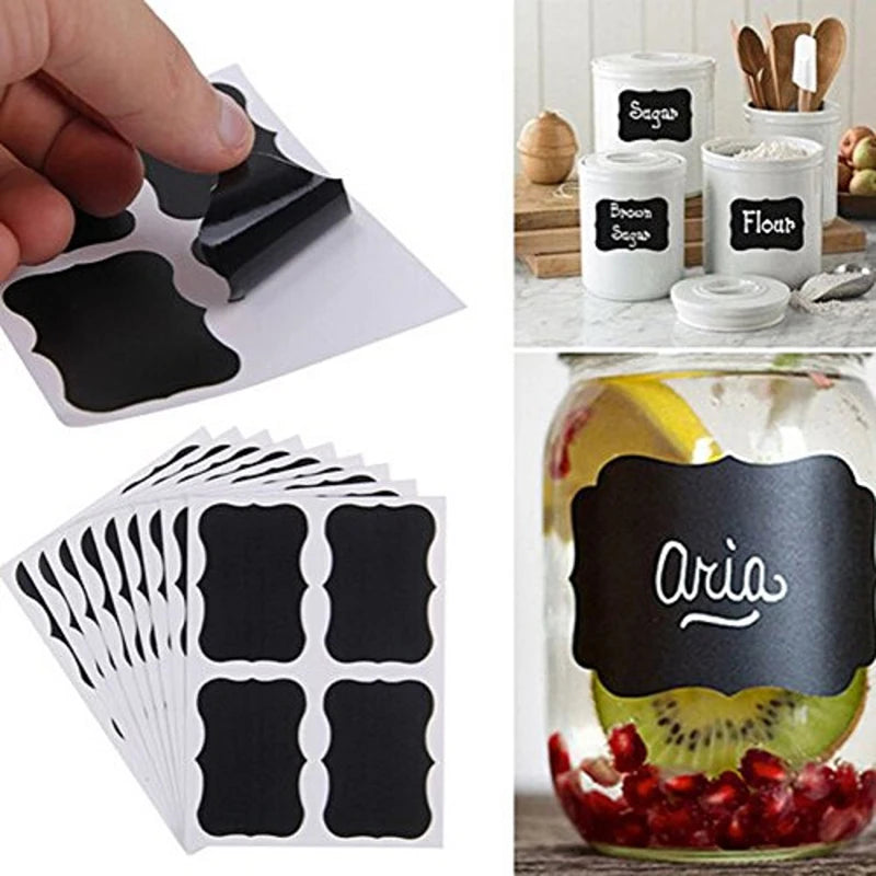 36-Piece Blackboard Sticker Set for Kitchen Jars, 5cm x 3.5cm