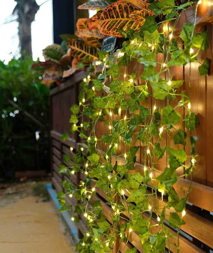 Silk Ivy Vine with LED String Lights for Home Decor and Events