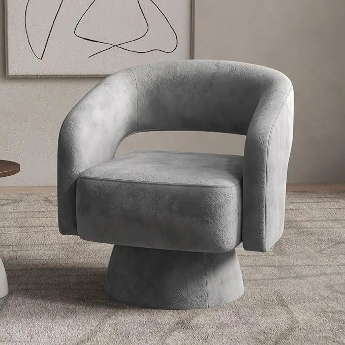 Home Swivel Barrel Chair, Velvet Accent Armchair 360 Degree Swivel Chair