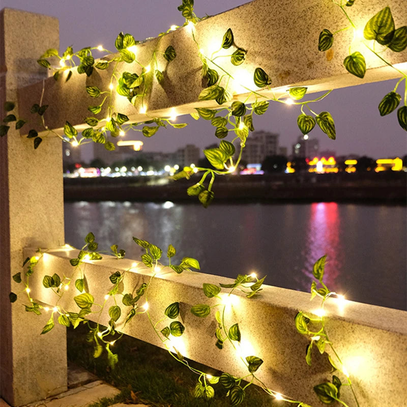 Silk Ivy Vine with LED String Lights for Home Decor and Events