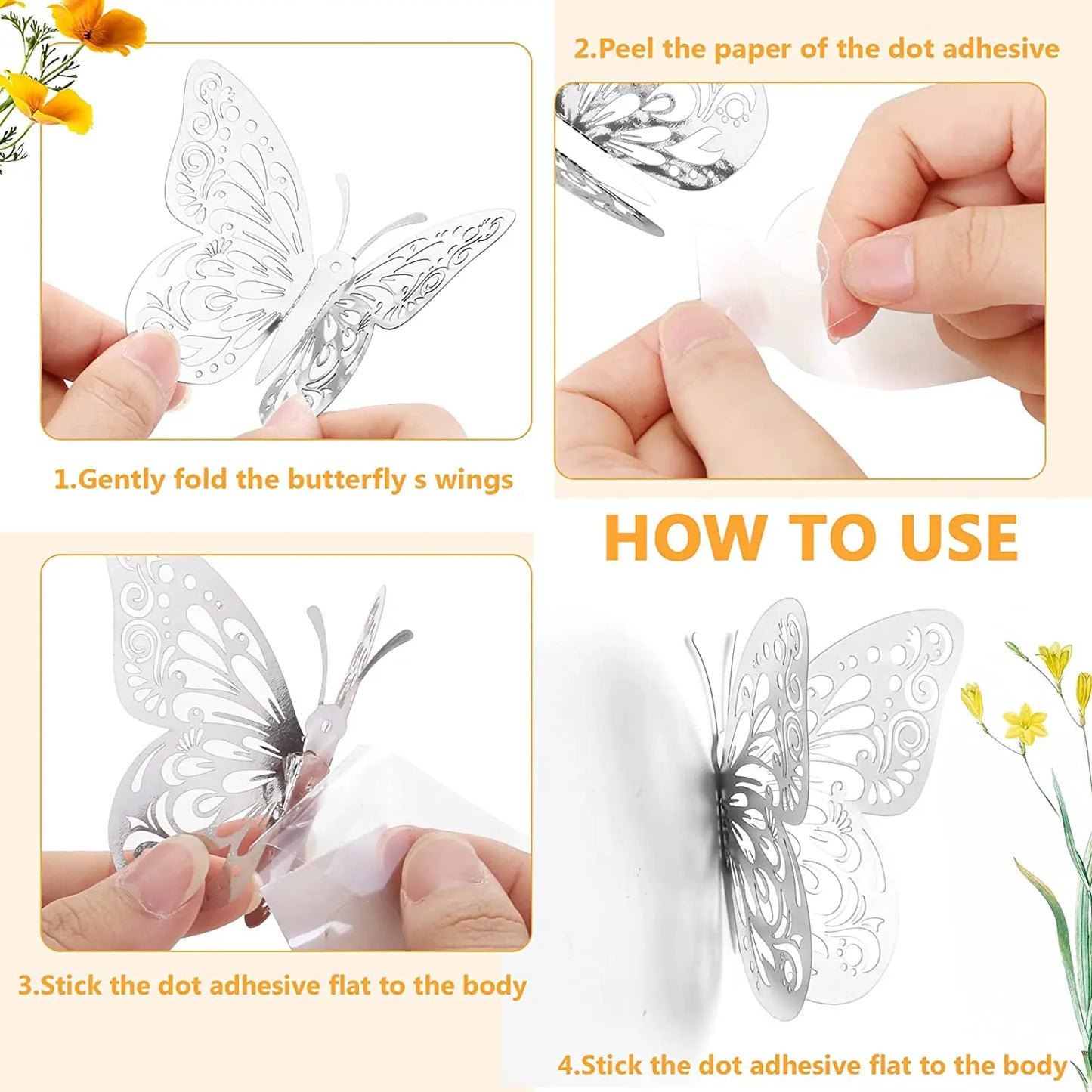 Hollow Butterfly Wall Stickers (12pc)