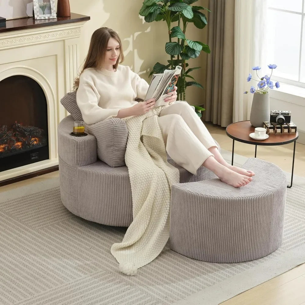 Oversized Swivel Recliner with Ottoman