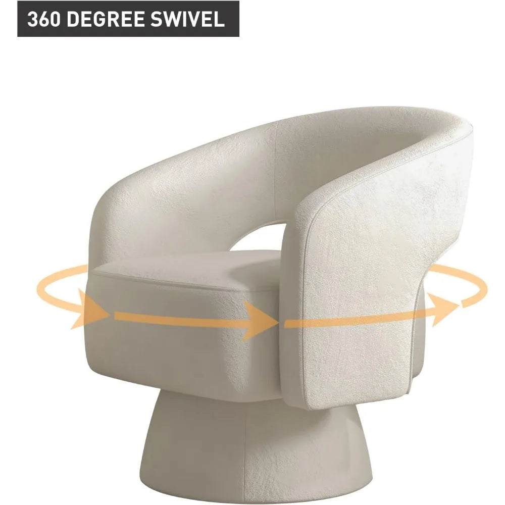 Home Swivel Barrel Chair, Velvet Accent Armchair 360 Degree Swivel Chair