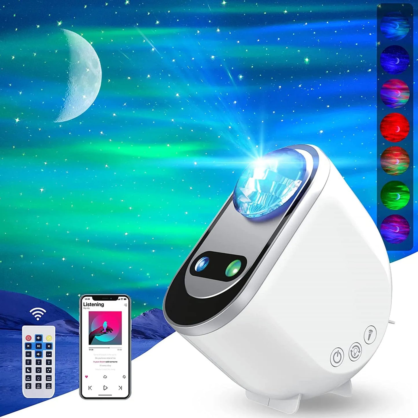 Galaxy star projector with Bluetooth speaker