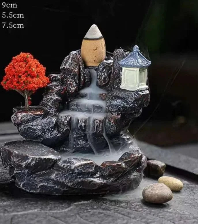 Backflow Incense Holder with Waterfall Feature for Aromatherapy Home Decor