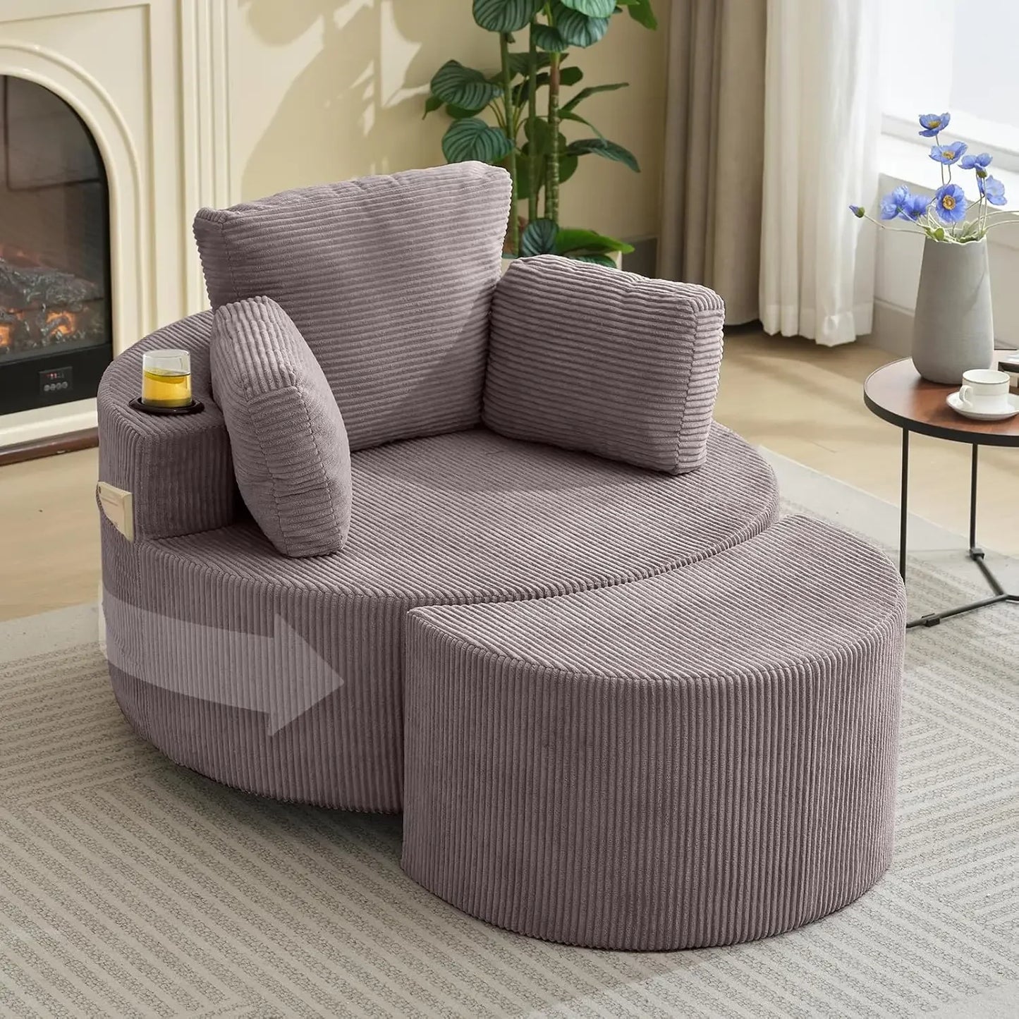 Oversized Swivel Recliner with Ottoman