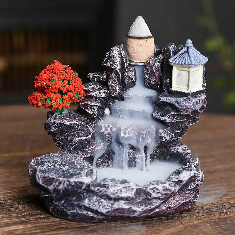 Backflow Incense Holder with Waterfall Feature for Aromatherapy Home Decor