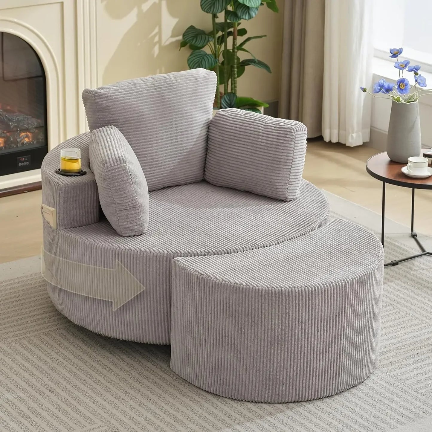 Oversized Swivel Recliner with Ottoman