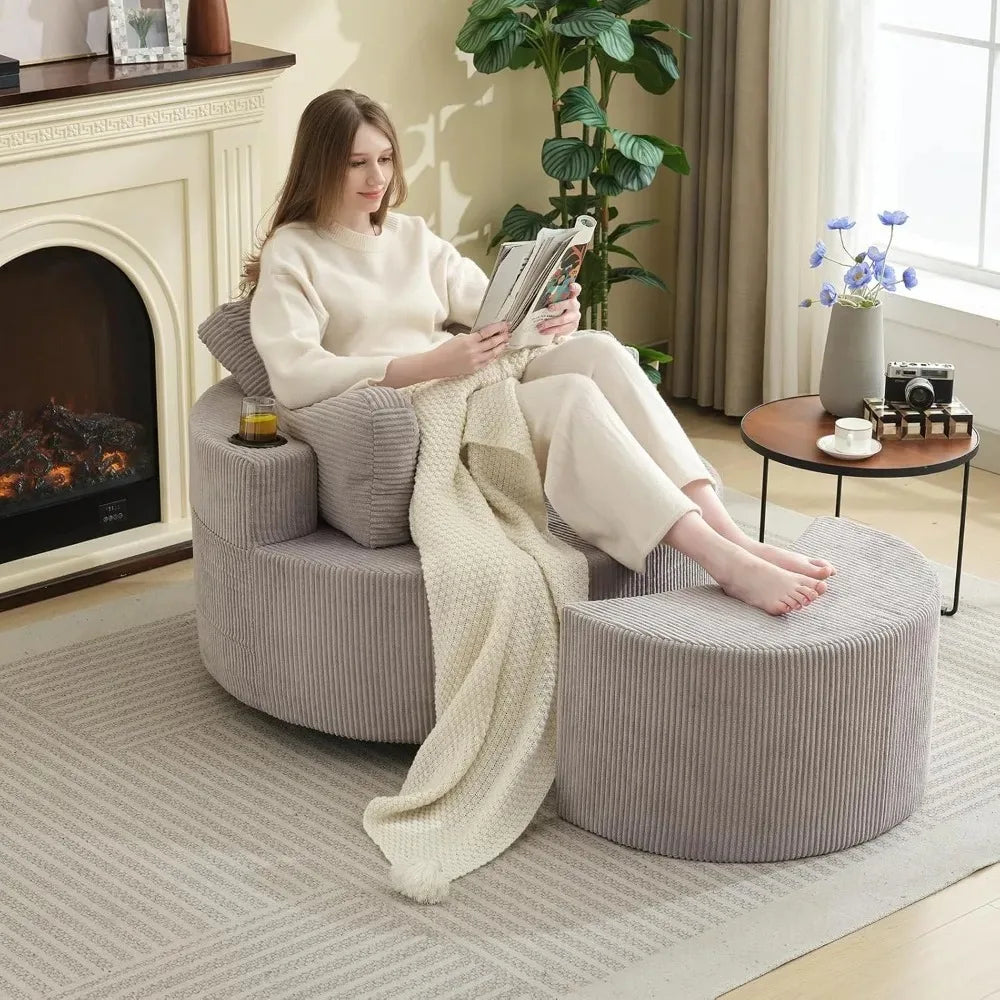 Oversized Swivel Recliner with Ottoman