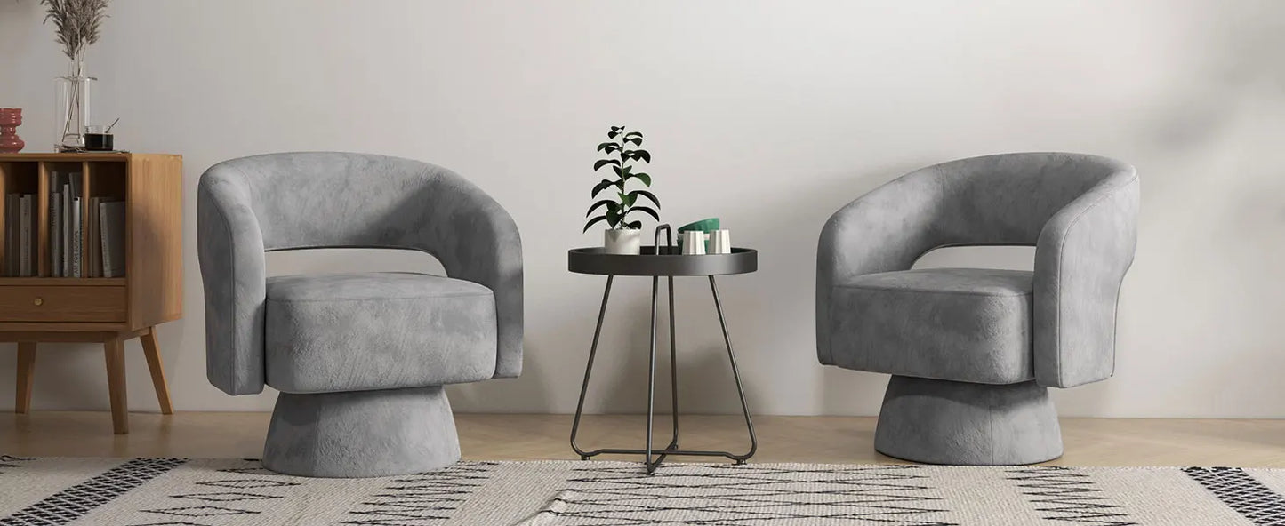 Home Swivel Barrel Chair, Velvet Accent Armchair 360 Degree Swivel Chair