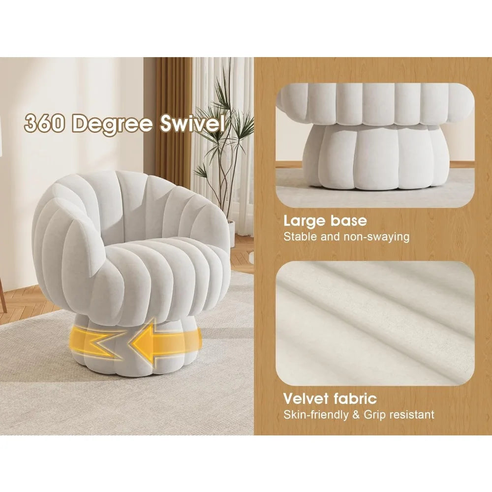 Mid Century Modern 360 Degree Barrel Swivel Accent Sofa Chair
