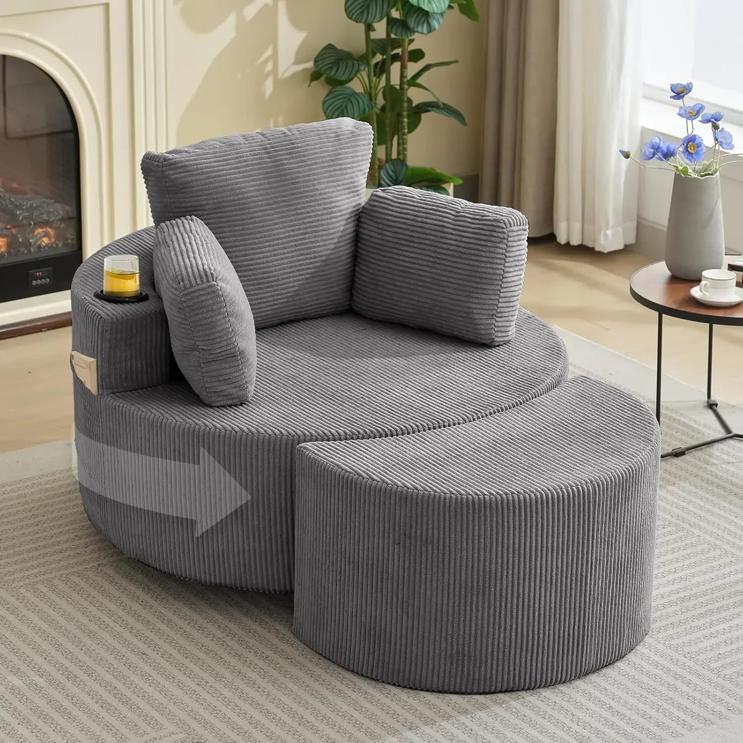 Oversized Swivel Recliner with Ottoman