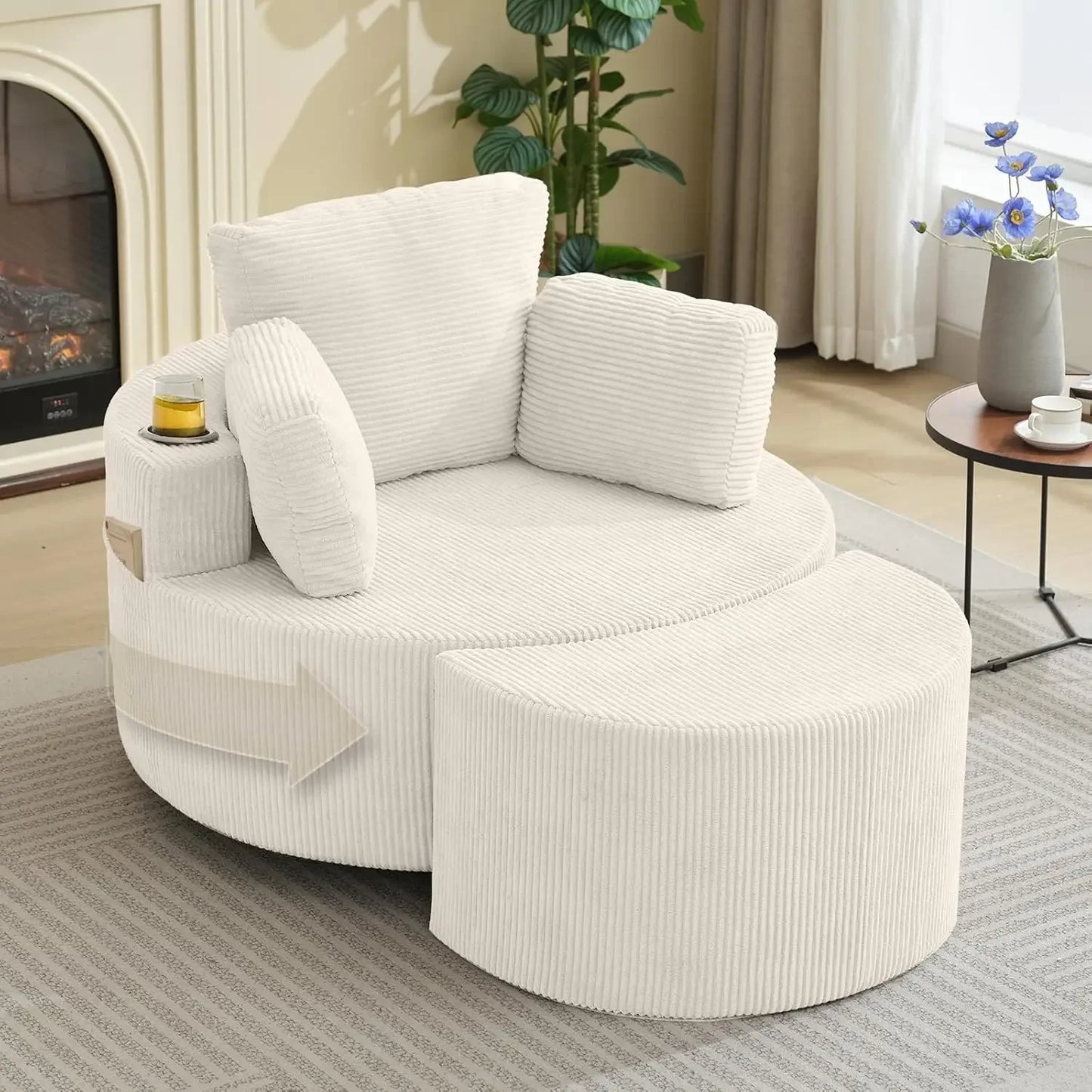 Oversized Swivel Recliner with Ottoman