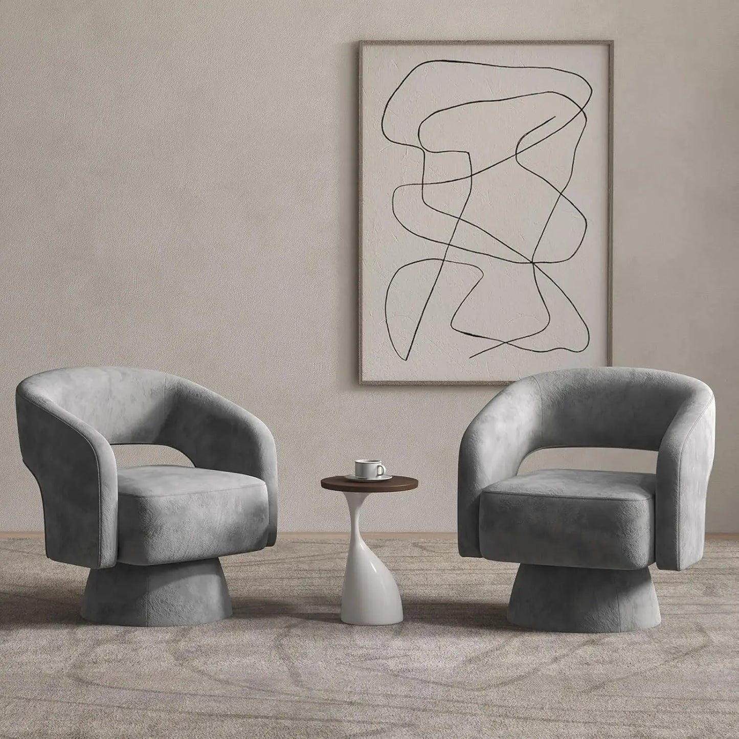 Home Swivel Barrel Chair, Velvet Accent Armchair 360 Degree Swivel Chair