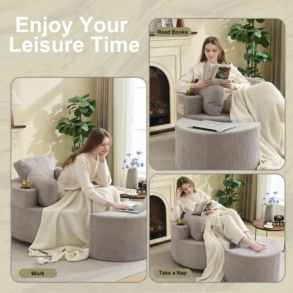 Oversized Swivel Recliner with Ottoman