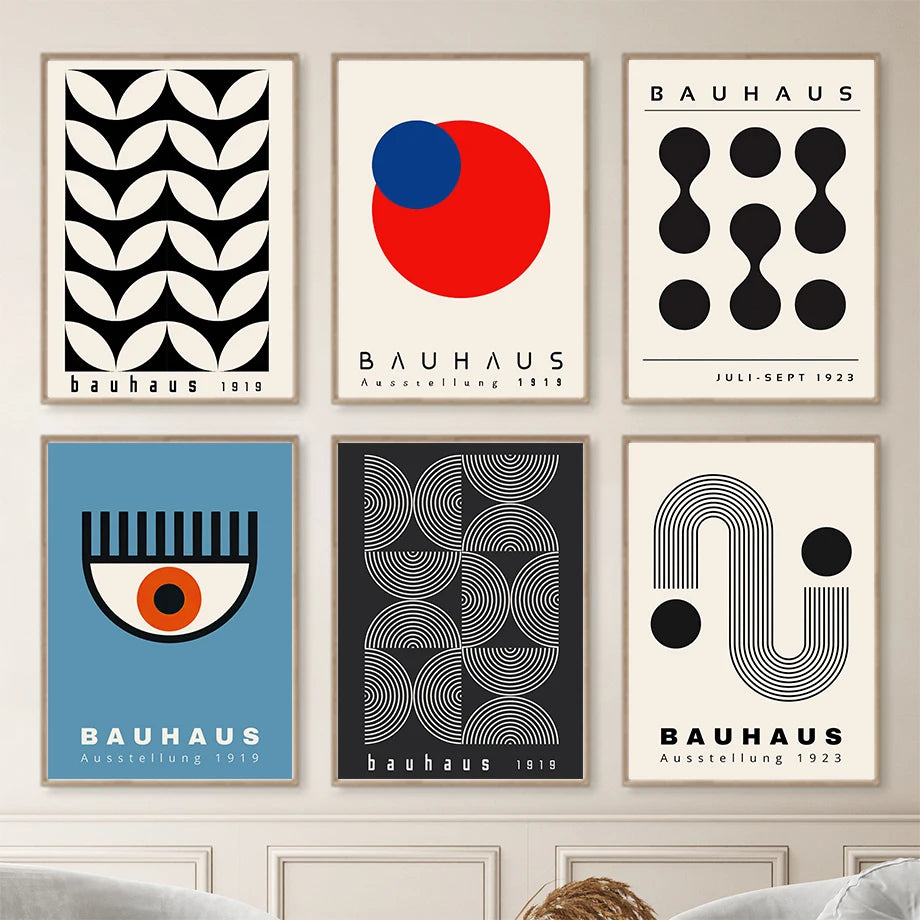 Mid Century Bauhaus Prints - Geometric Wall Art