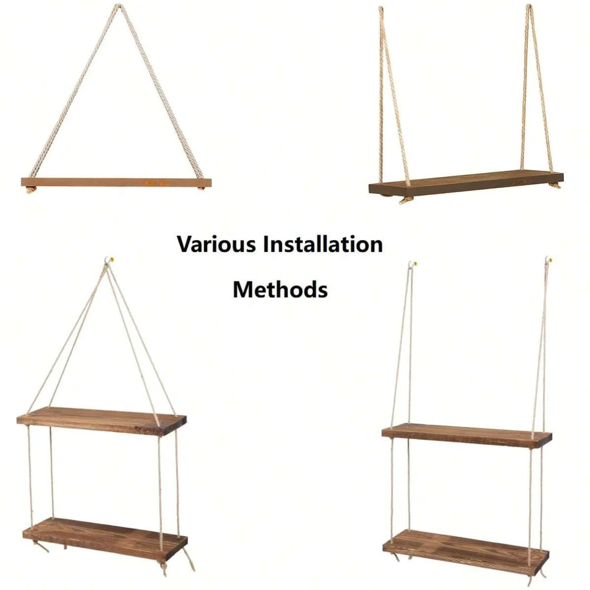 Wooden Hanging Wall Shelf for Plant Pots