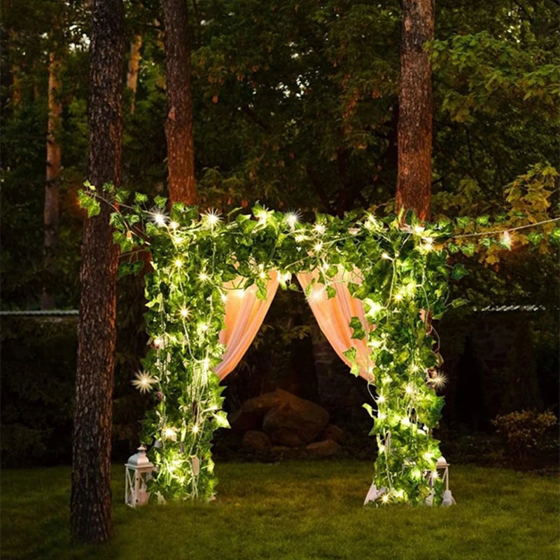 Silk Ivy Vine with LED String Lights for Home Decor and Events