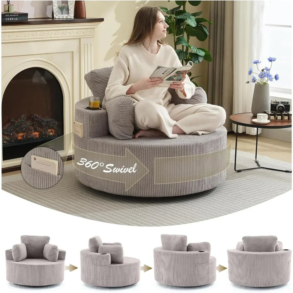 Oversized Swivel Recliner with Ottoman