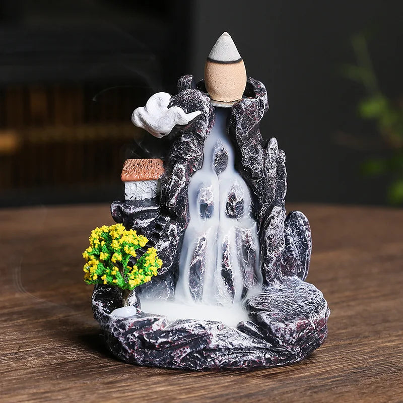 Backflow Incense Holder with Waterfall Feature for Aromatherapy Home Decor