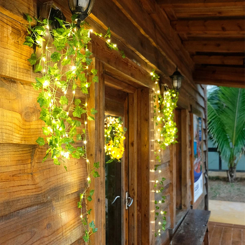 Silk Ivy Vine with LED String Lights for Home Decor and Events