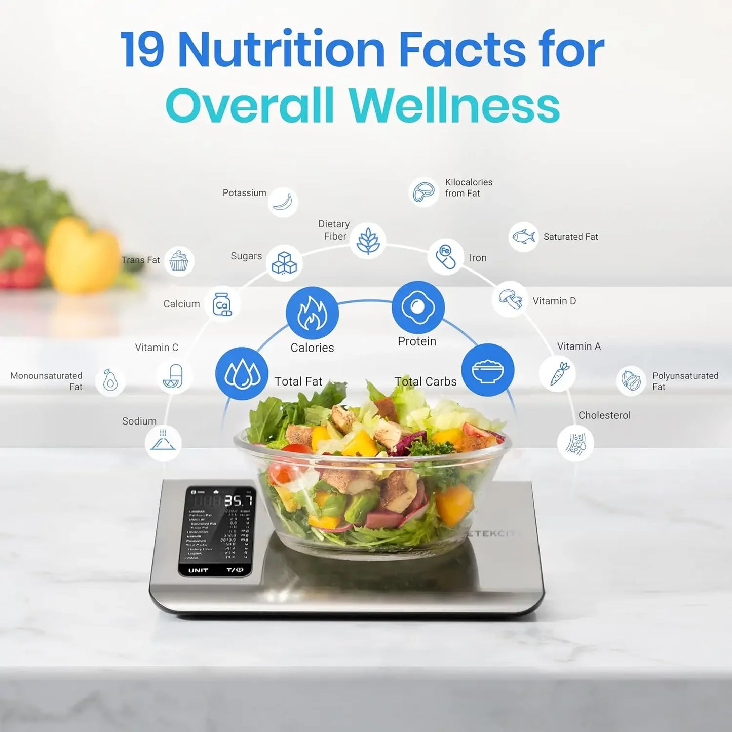 Smart Food Scale: Measure in Ounces, Grams, Milliliters - Kitchen Nutrition Tool