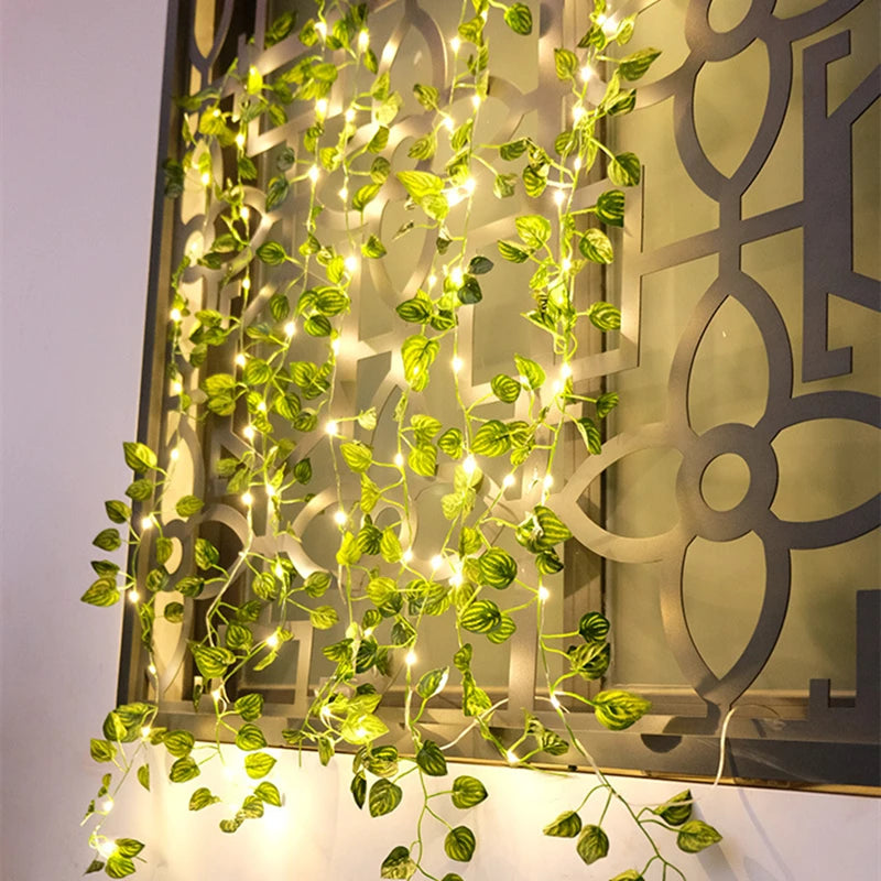 Silk Ivy Vine with LED String Lights for Home Decor and Events