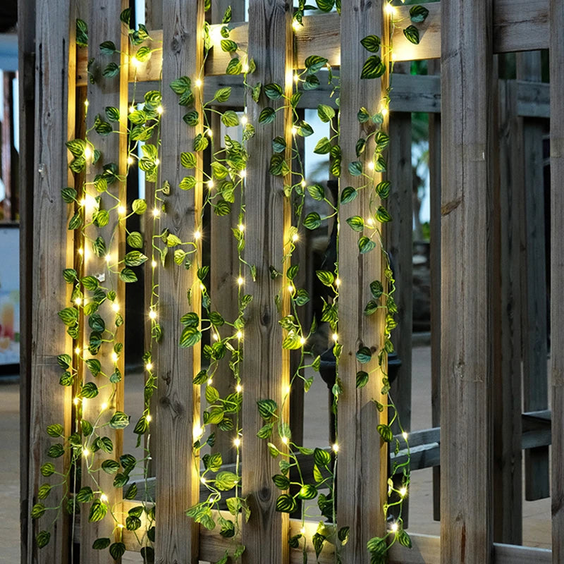 Silk Ivy Vine with LED String Lights for Home Decor and Events