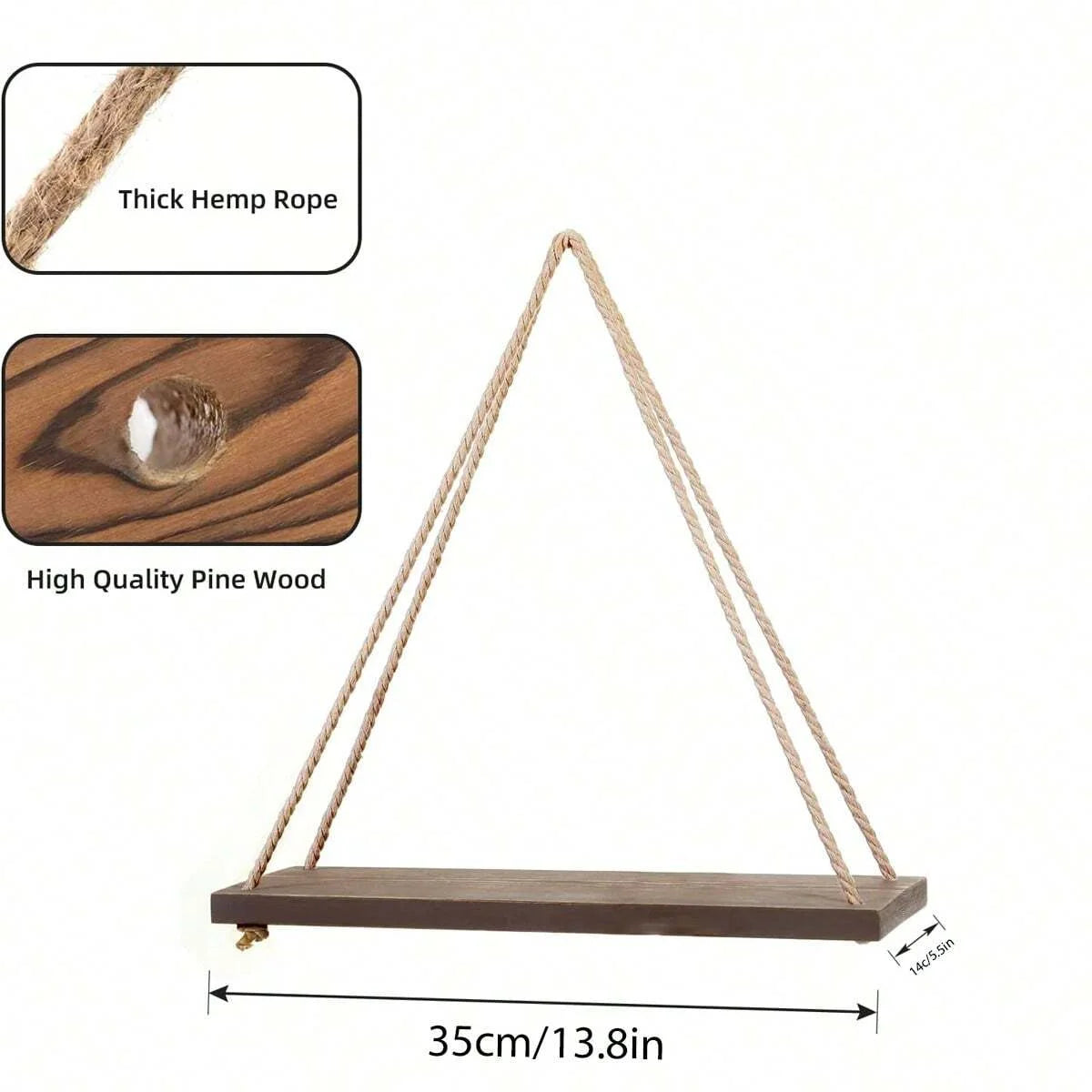 Wooden Hanging Wall Shelf for Plant Pots