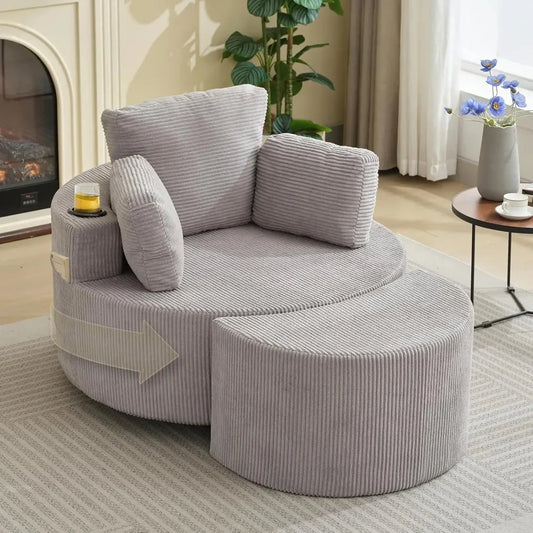 Oversized Swivel Recliner with Ottoman
