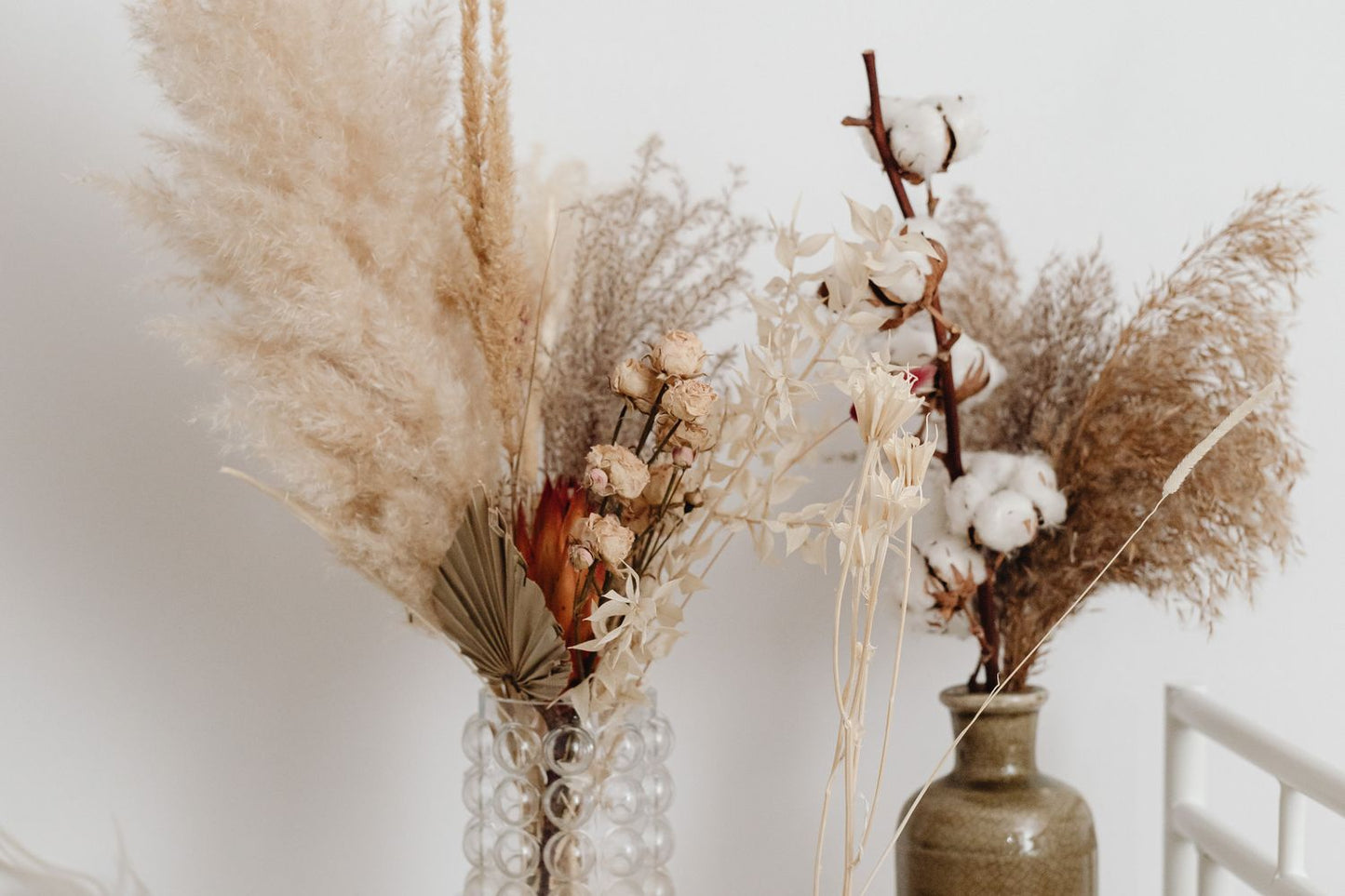 Boho dried flowers in vase home decor