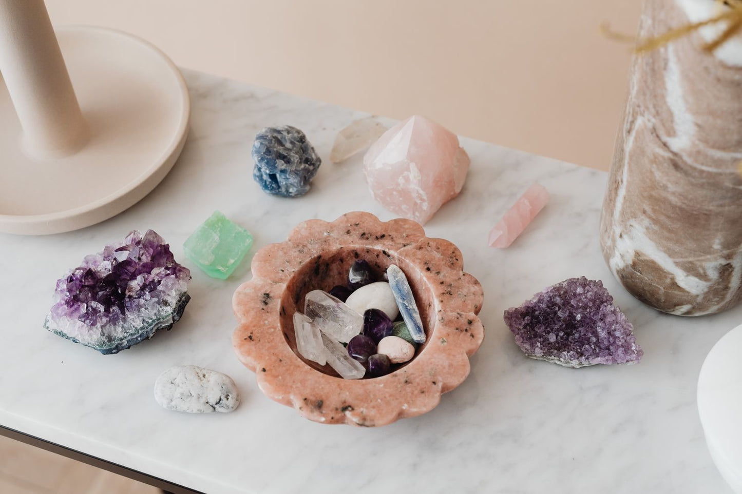 Crystal and gemstone shelf decor set